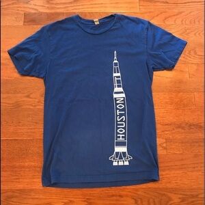 BLUE HOUSTON SUMMER SHIRT ROCKETSHIP SMALL